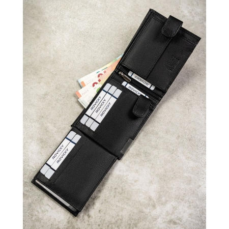 Portofel bărbătesc mare din piele naturală neagră cu închidere cu capsă - 4U Cavaldi PTR-N992L-P-PDM-BL BLACK [7]