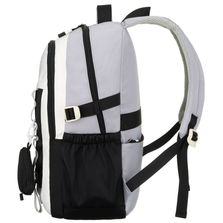 Ghiozdan școlar alb-negru din poliester cu o husă suplimentară practică - Peterson PTR-PTN 8603-1310 BLACK [3]