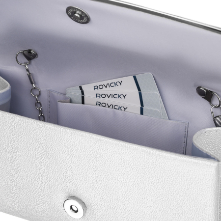 Geantă elegantă de damă, de culoare argintie, din piele ecologică, suspendată cu lanț - Rovicky PTR-R-XS028-1-0597 SILVE [5]