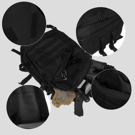 Rucsac militar negru cu bretele reglabile, trei compartimente - Peterson PTR-PTN BL003-8069 BLACK [12]