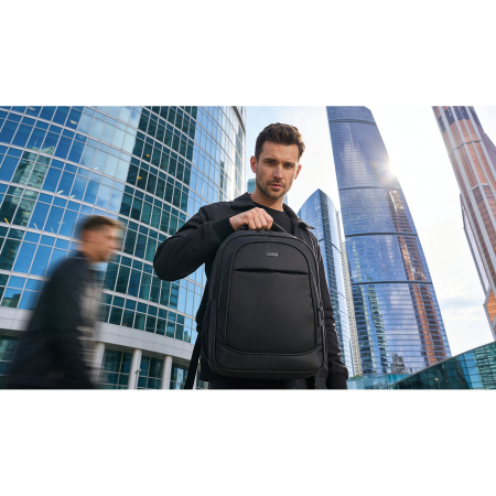 Rucsac de călătorie spațios pentru avion, fabricat din poliester, de culoare neagră - Rovicky PTR-R-MP3-02-7502-BLACK [5]