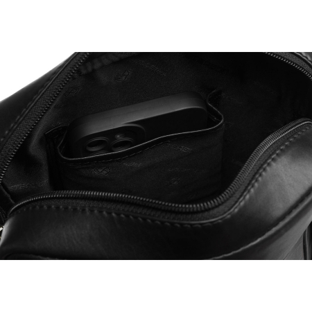 Geantă bărbătească urbană, neagră, din piele naturală, cu curea reglabilă - Peterson PTR-PTN 710-TUM-0390 BLA [6]