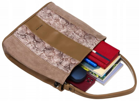 Geanta de dama din piele ecologica cu model de sarpe - David Jones 6885-4 CAMEL [6]