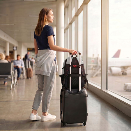 Rucsac mare, turistic, din poliester gri, cu două compartimente, cu fermoar - Peterson [14]