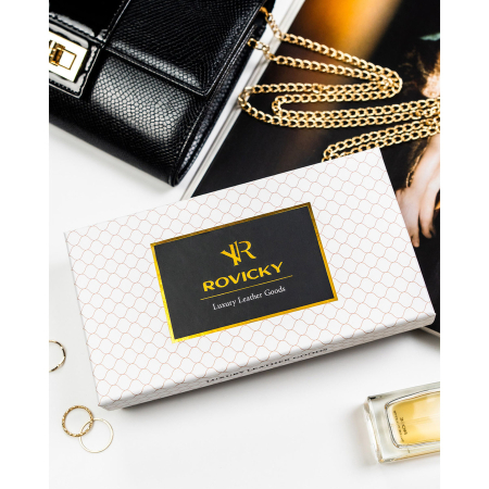 Portofel mare de damă din piele lăcuită roșie, confecționat din piele naturală și ecologică, protecție RFID - Rovicky PTR-RPN-28-YM-5838 [10]