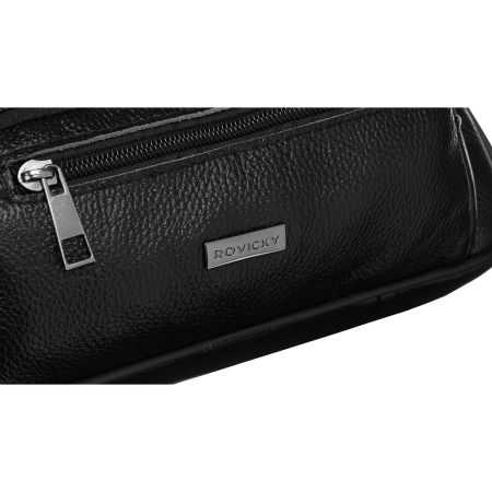 Geantă bărbătească din piele neagră cu buzunare exterioare și mâner - Rovicky PTR-R-13209-2105 BLACK [3]