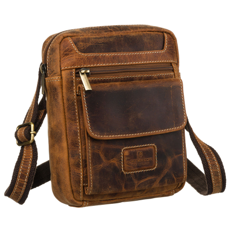 Apparel & Accessories  - Geantă mică de tip messenger pentru bărbați, de culoare maro, din piele naturală - Peterson PTR-PTN PR-99-TMH-5962 T