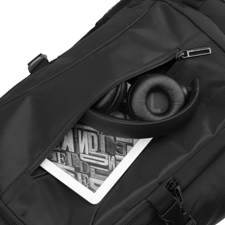 Rucsac spațios din poliester negru, cu compartiment pentru laptop și retractor - Peterson [11]