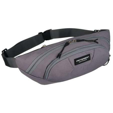 Accesorii Barbati - Geantă sport tip borseta practică din poliester gri închis, închisă cu fermoar - Peterson PTR-PTN SWY-01-8450 D.GR