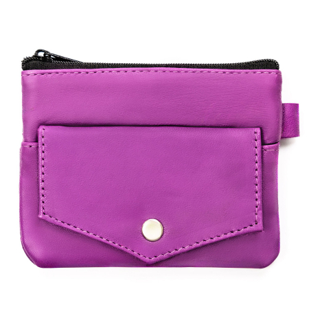 Accesorii Dama - Husa din piele naturala de culoare mov, inchis cu fermoar PTR-KC-01-PDM PURPLE