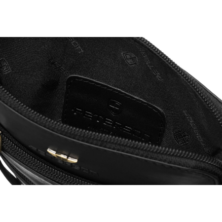Geantă elegantă de tip messenger pentru bărbați, din piele naturală neagră, cu închidere cu fermoar - Peterson PTR-PTN 1903-TUM-0659 BL [5]