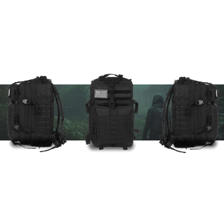 Rucsac militar tactic mare, fabricat din nailon negru - Peterson PTR-PTN BL096-8090 BLACK [10]