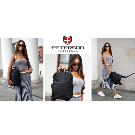 Rucsac de damă negru din nylon cu bretele reglabile - Peterson PTR-PTN JN-08-9980 BLACK [10]
