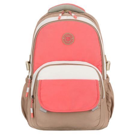 Rucsac școlar pentru copii din poliester bej și roz cu compartiment pentru laptop - Peterson PTR-PTN 8592-1372 BEIGE [2]