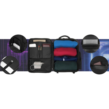 Rucsac de călătorie negru din poliester cu bretele reglabile - Peterson PTR-PTN HY243-7062 BLACK [2]