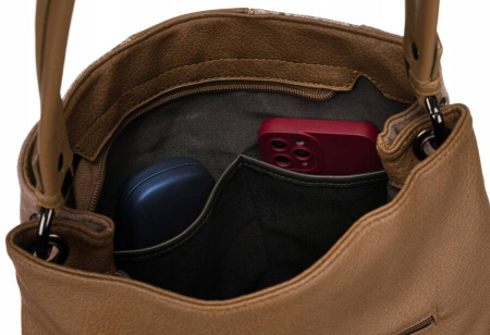 Geanta de dama din piele ecologica cu model de sarpe - David Jones PTR-6885-4 CAMEL [4]