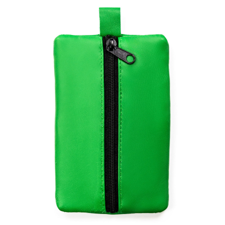 Accesorii Dama - Husa din piele naturală de culoare verde închis, cu fermoar în față PTR-KC-02-PDM D.GREEN