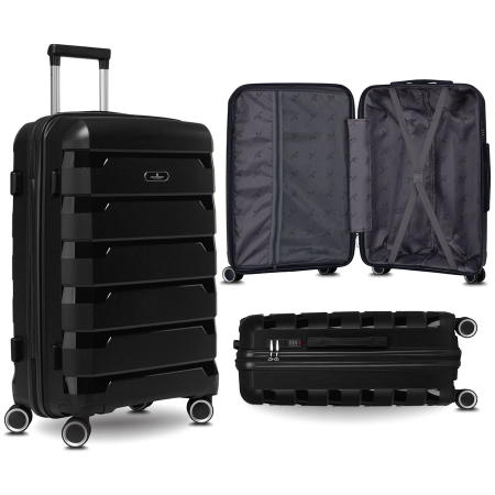 Set de valize negre din polipropilenă cu încuietori cu combinație - Peterson PTR-PTN HPP-01-SET3-1754 [1]