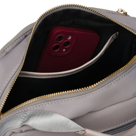 Geantă de damă gri din nailon cu închidere cu fermoar - Peterson PTR-PTN JN-13-0269 GRAY [13]