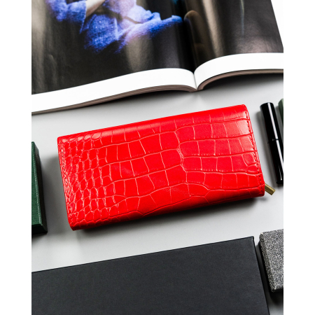 Portofel mare de damă roșu din piele ecologică, model în relief - 4U CAVALDI PTR-CHWJ-05-4788 [3]