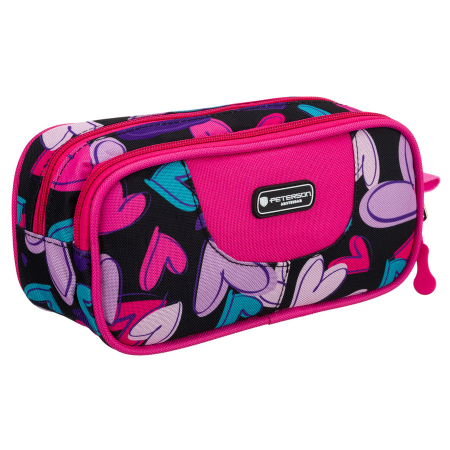 Produse noi - Penar școlar multicolor din poliester cu inimioare, închis cu fermoare - Peterson PTR-PTN MOTYLEK-5189 G54