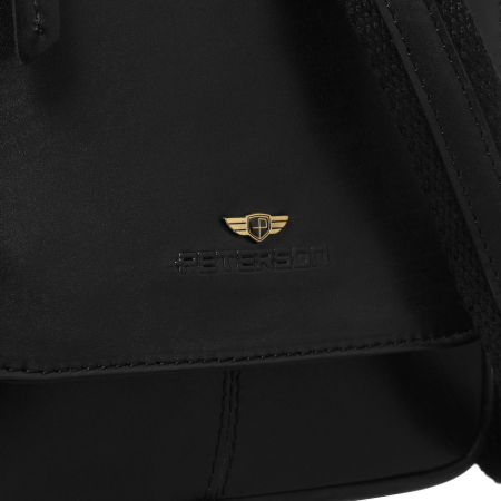 Geantă de umăr bărbătească din piele neagră cu fermoar și clemă magnetică - Peterson PTR-PTN 512-TUM-0550 BLA [3]