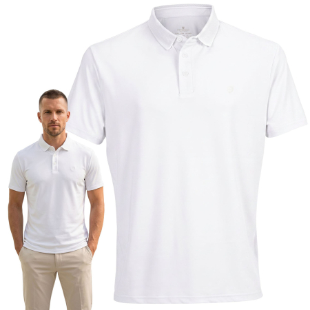 Produse noi - Tricou polo alb bărbătesc, croială regulată, mărimi de la M la XL - Peterson