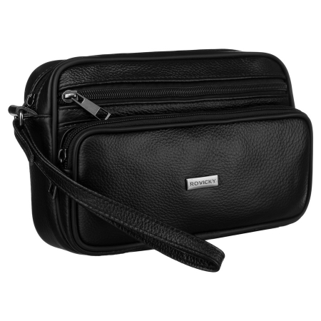 Accesorii Barbati - Geanta pentru barbati din piele naturala neagra cu maner confortabil - Rovicky PTR-R-13212-2136 BLACK