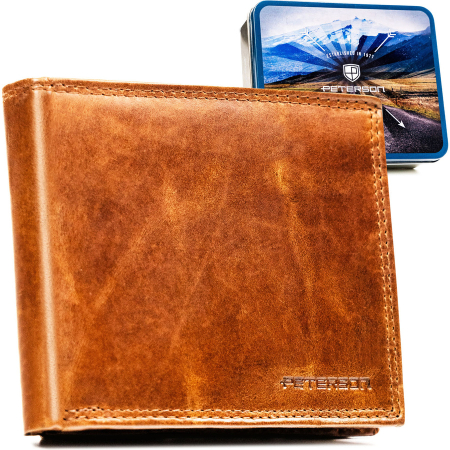 Wallets & Money Clips - Portofel mare bărbătesc din piele, maro, cu sistem RFID - Peterson PTR-PTN N992-LWC-0734 CO