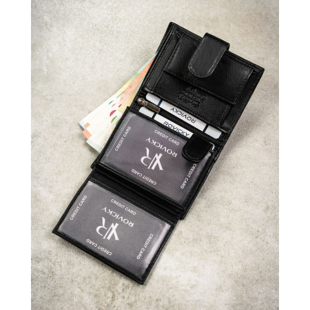 Portofel vertical bărbătesc din piele naturală neagră cu închidere cu capsă - Rovicky PTR-0720L-RVD-0246 BLACK [5]