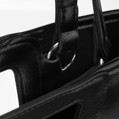 Geantă mare de damă, tip shopper, neagră, din piele ecologică, cu închidere cu fermoar - Peterson PTR-PTN TOR-ALE-29 BLACK [4]