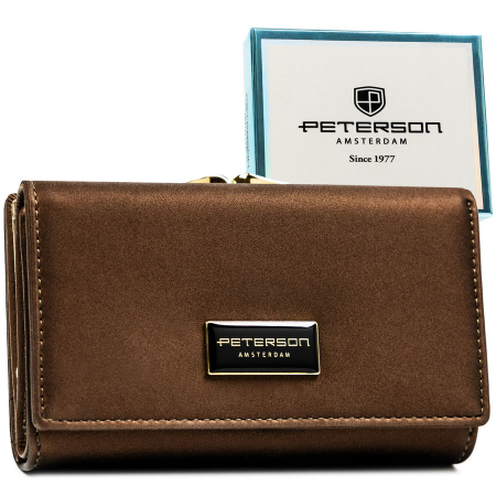 Portofele Dama - Portofel din piele pentru femei Peterson PTR-PTN PS108-HNL BROWN
