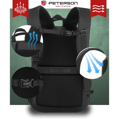 Rucsac mare de călătorie negru cu compartiment pentru laptop și închidere cu fermoar - Peterson PTR-PTN HY242-7048 BLACK [7]