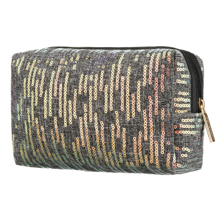 Geantă cosmetică neagră din poliester decorată cu paiete, închidere cu fermoar - Peterson PTR-PTN KOS-DA-19-3576 B [2]