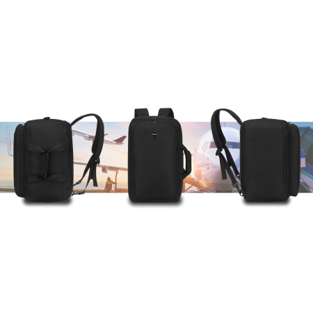 Rucsac de călătorie negru cu închidere cu fermoar, perfect pentru bagajul de mână - Peterson PTR-PTN WRONA-9638 BLACK [14]
