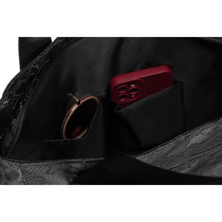 Geantă de damă neagră din poliester cu mânere confortabile și buzunar exterior cu fermoar - Rovicky PTR-R-TZ-01-2370 BLACK W [5]