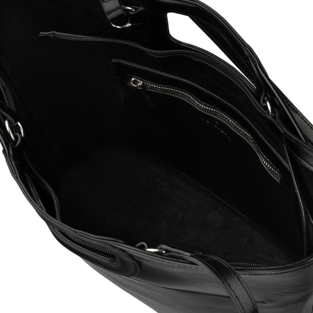 Geantă mare de damă, tip shopper, neagră, din piele ecologică, cu închidere cu fermoar - Peterson PTR-PTN TOR-ALE-29 BLACK [6]