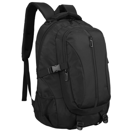 Import - Rucsac spațios din poliester negru, cu compartiment pentru laptop și retractor - Peterson