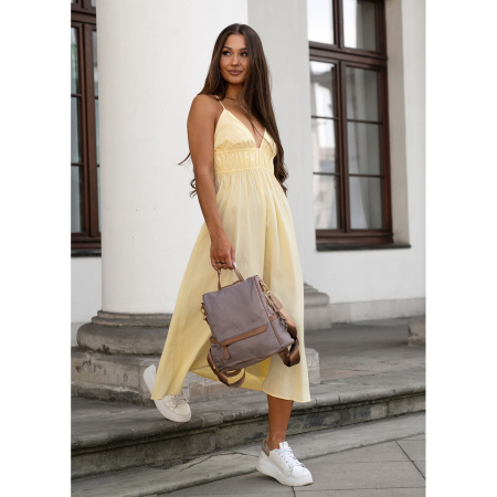 Rucsac urban pentru femei, confecționat din nailon și piele ecologică, de culoare bej PTR-PTN JN-12-0214 BEIGE [8]