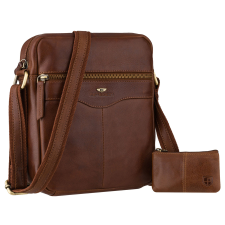  Handbags - Geantă bărbătească maro din piele naturală, cu un singur compartiment - Peterson
