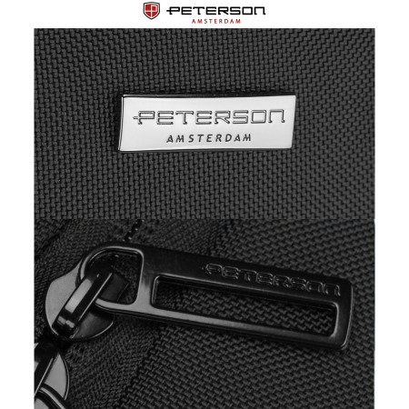 Rucsac mare din poliester negru cu închidere cu fermoar și compartiment pentru laptop - Peterson [21]