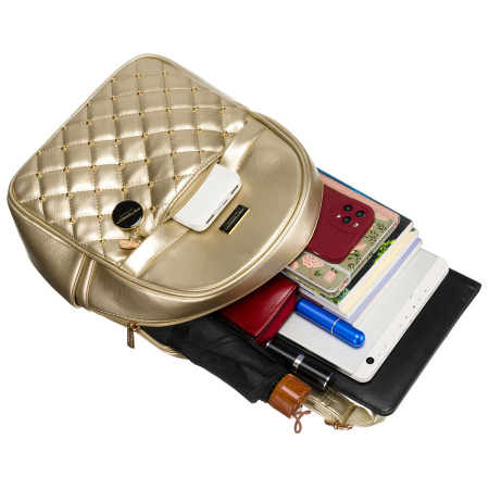 Rucsac de damă matlasat auriu lucios, confecționat din piele ecologică, Peterson mic PTR-PTN SPY-1-PIL GOLD [8]