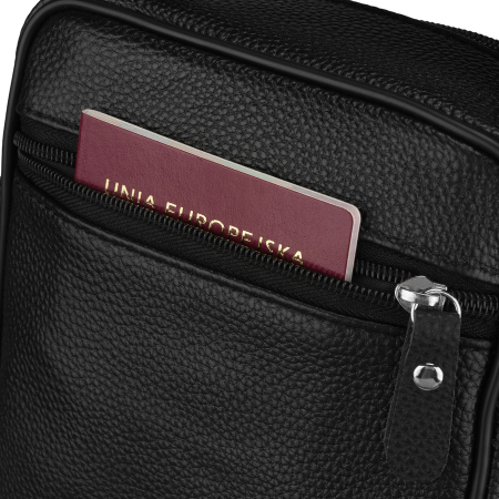 Geantă de umăr bărbătească neagră din piele naturală, cu un singur compartiment - Rovicky PTR-R-ST7-03-7595-BLACK [6]