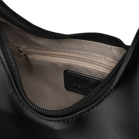 Geantă tip baghetă pentru femei, din piele ecologică neagră, cu închidere cu fermoar - Peterson PTR-PTN TOR-ALE-27 BLACK [5]