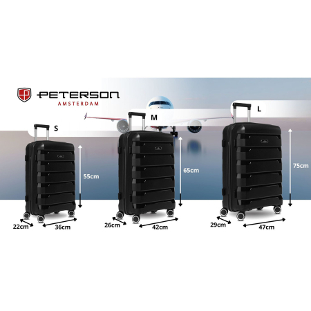 Set de valize negre din polipropilenă cu încuietori cu combinație - Peterson PTR-PTN HPP-01-SET3-1754 [21]