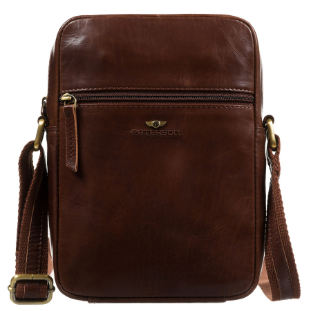  Handbags - Geantă de umar bărbătească din piele naturală, de culoare maro - Peterson PTR-PTN 704-TUM-0369 BRO