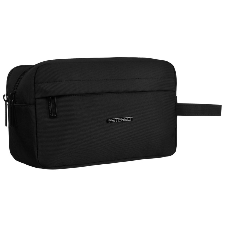 Accesorii Barbati - Geantă pentru cosmetice de călătorie din poliester neagră pentru bărbați cu închidere cu fermoar - Peterson PTR-PTN KOS-YG-02 BLACK