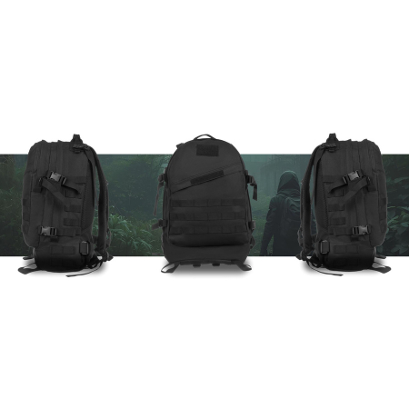 Rucsac militar negru cu bretele reglabile, trei compartimente - Peterson PTR-PTN BL003-8069 BLACK [16]