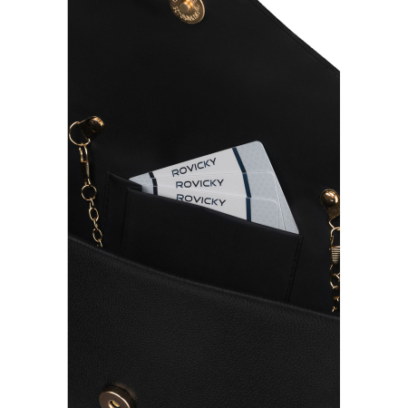Geantă tip clutch neagră de damă din piele ecologică, cu un singur compartiment - Rovicky PTR-R-XS030-1-0801 BLACK [5]
