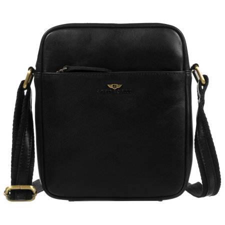  Handbags - Geantă bărbătească cu un singur compartiment, din piele naturală neagră, cu închidere cu fermoar - Peterson PTR-PTN 720-TUM-0536 BLA